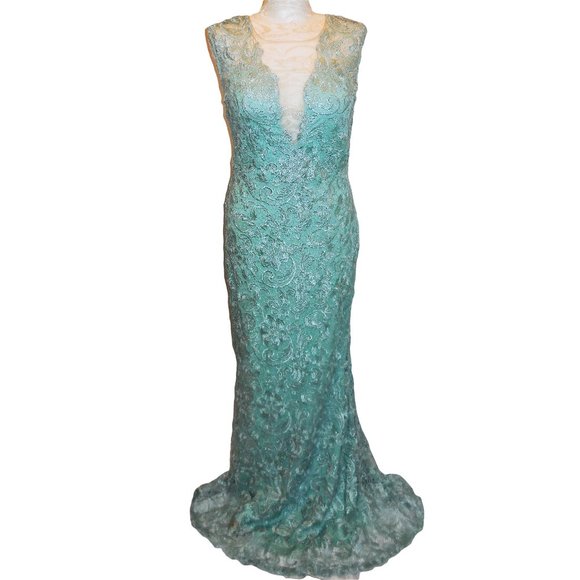Maxi Dress NEW Lace Mint Green Formal Gown Prom Special Occasion - Picture 1 of 6